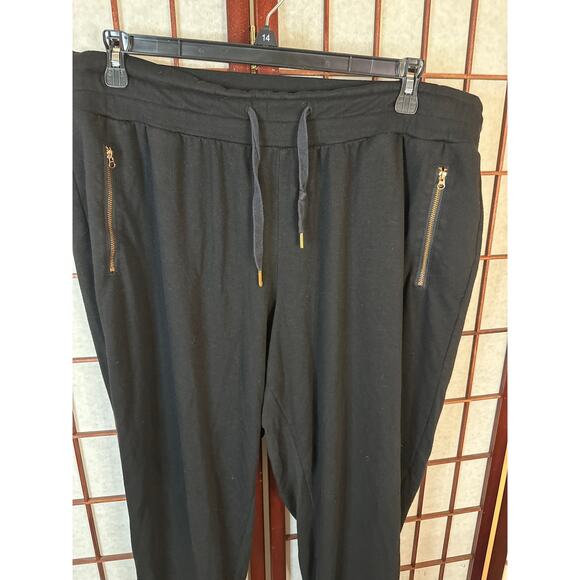 Plus size women's black joggers cute zipper pockets Please see measurements - Picture 2 of 7
